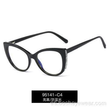 Las gafas con montura de protección ocular para computadora para mujer con incrustaciones de diamantes azules a prueba de luz azul de nueva moda se pueden equipar con gafas